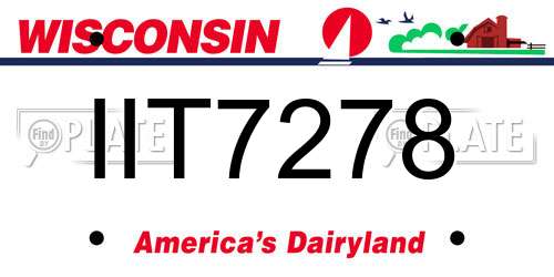 IIT7278 Wisconsin License Plate