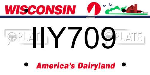IIY709 Wisconsin License Plate