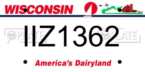 IIZ1362 Wisconsin License Plate