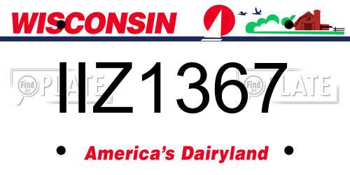 IIZ1367 Wisconsin License Plate
