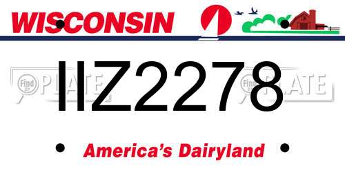 IIZ2278 Wisconsin License Plate