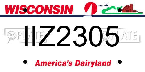 IIZ2305 Wisconsin License Plate