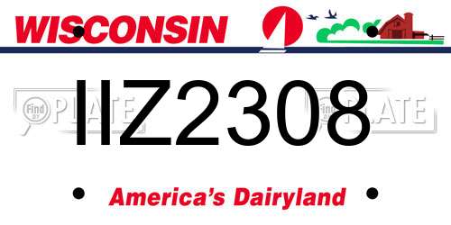 IIZ2308 Wisconsin License Plate