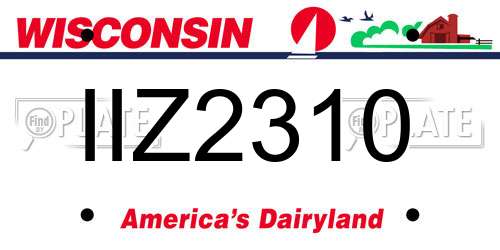 IIZ2310 Wisconsin License Plate