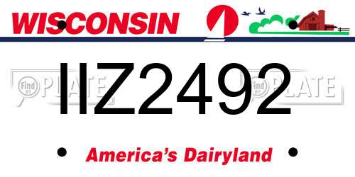 IIZ2492 Wisconsin License Plate