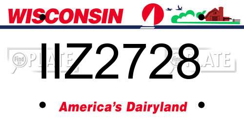 IIZ2728 Wisconsin License Plate