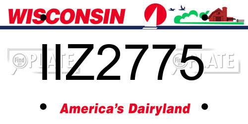 IIZ2775 Wisconsin License Plate