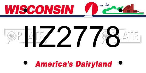 IIZ2778 Wisconsin License Plate