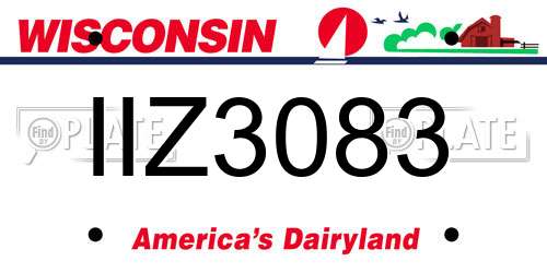 IIZ3083 Wisconsin License Plate