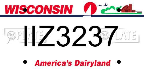 IIZ3237 Wisconsin License Plate