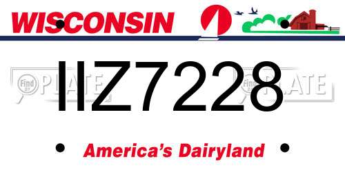 IIZ7228 Wisconsin License Plate