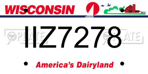IIZ7278 Wisconsin License Plate