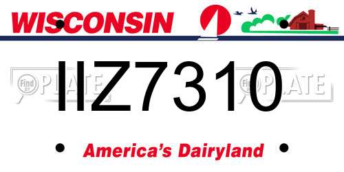 IIZ7310 Wisconsin License Plate