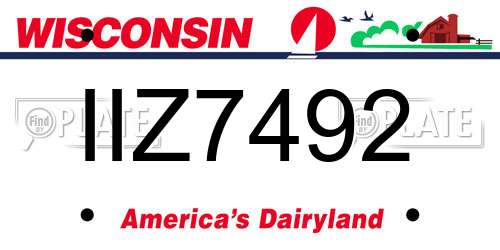 IIZ7492 Wisconsin License Plate
