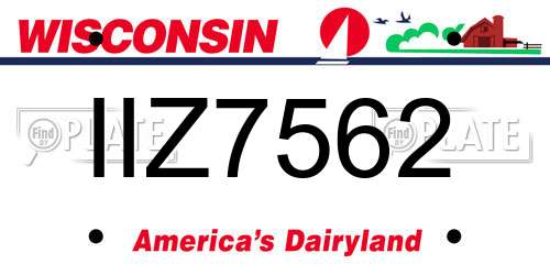 IIZ7562 Wisconsin License Plate