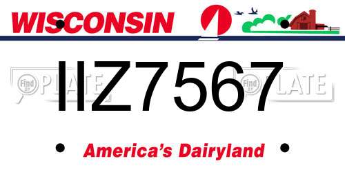 IIZ7567 Wisconsin License Plate