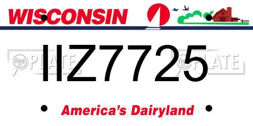 IIZ7725 Wisconsin License Plate