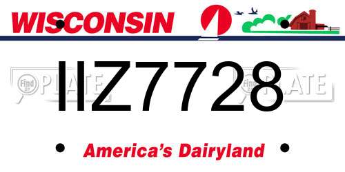 IIZ7728 Wisconsin License Plate