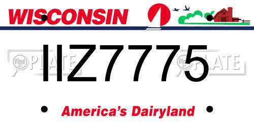 IIZ7775 Wisconsin License Plate