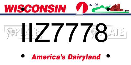 IIZ7778 Wisconsin License Plate