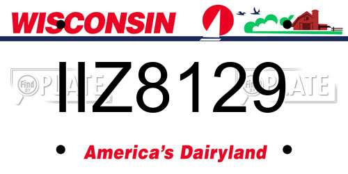 IIZ8129 Wisconsin License Plate