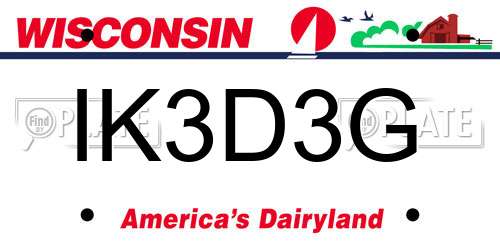 IK3D3G Wisconsin License Plate