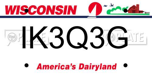 IK3Q3G Wisconsin License Plate