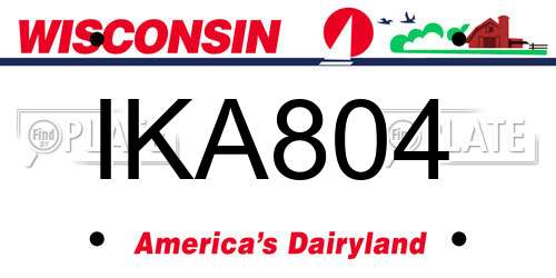 IKA804 Wisconsin License Plate