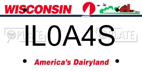 IL0A4S Wisconsin License Plate