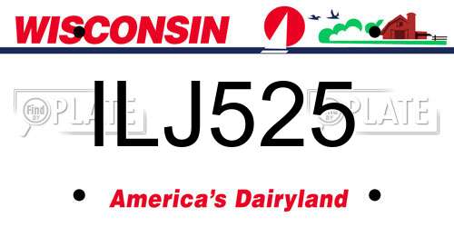 ILJ525 Wisconsin License Plate