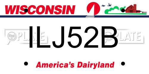 ILJ52B Wisconsin License Plate