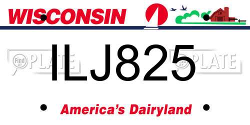 ILJ825 Wisconsin License Plate