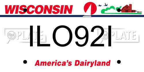 ILO92I Wisconsin License Plate