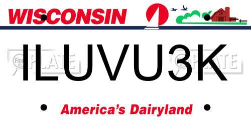 ILUVU3K Wisconsin License Plate