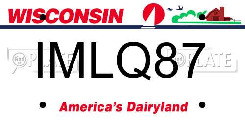 IMLQ87 Wisconsin License Plate