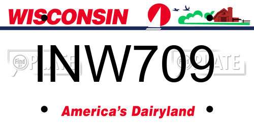 INW709 Wisconsin License Plate