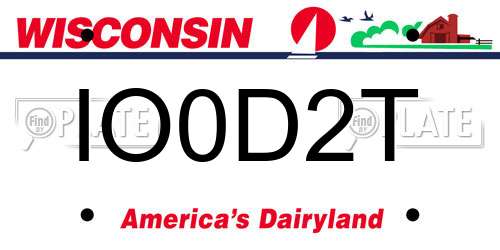IO0D2T Wisconsin License Plate