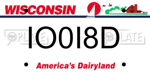 IO0I8D Wisconsin License Plate