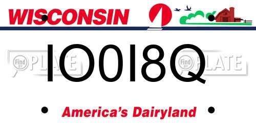 IO0I8Q Wisconsin License Plate