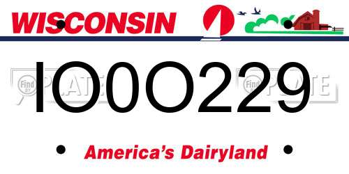 IO0O229 Wisconsin License Plate