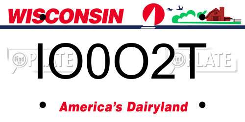 IO0O2T Wisconsin License Plate