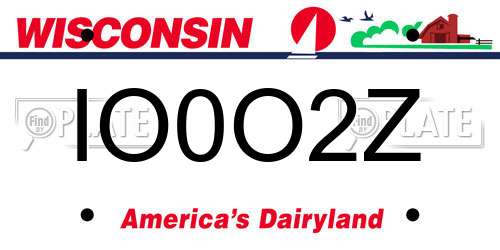 IO0O2Z Wisconsin License Plate