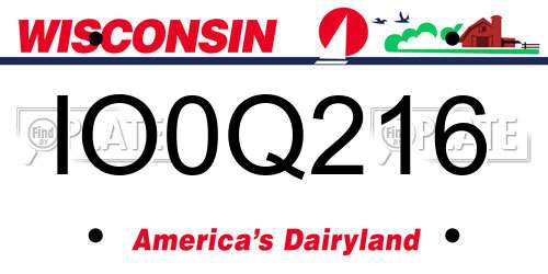 IO0Q216 Wisconsin License Plate