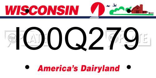 IO0Q279 Wisconsin License Plate