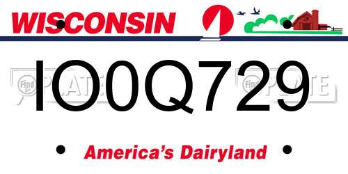 IO0Q729 Wisconsin License Plate