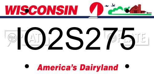 IO2S275 Wisconsin License Plate