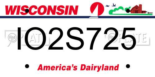 IO2S725 Wisconsin License Plate
