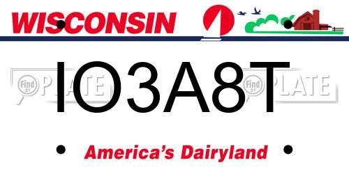 IO3A8T Wisconsin License Plate