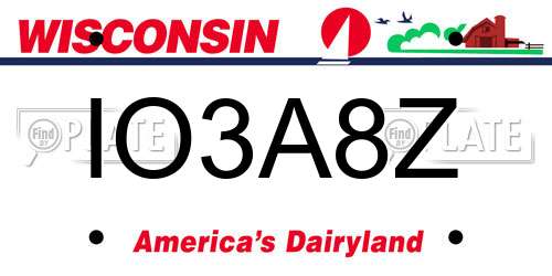 IO3A8Z Wisconsin License Plate