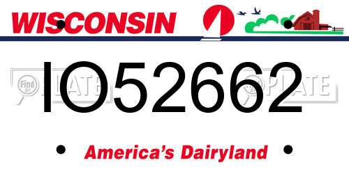 IO52662 Wisconsin License Plate